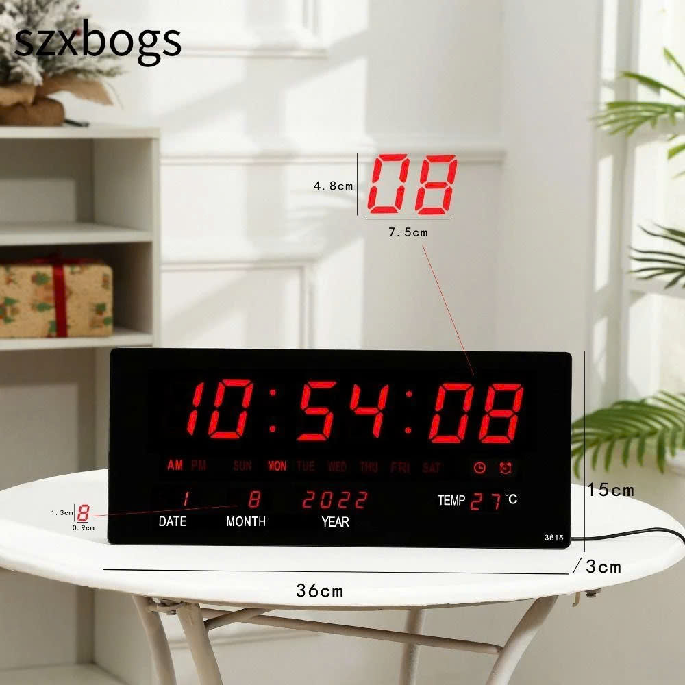 Mẫu Đồng Hồ LED Vạn Niên Treo Tường Có Lịch, Báo Nhiệt Độ, Báo Thời Gian Sang Trọng, Độc Đáo