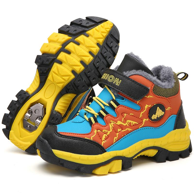 HUCDML Bé Trai Mùa Đông Giày Trẻ Em Đi Bộ Đường Dài Cao Su Đế Chống Trơn Trượt Sang Trọng Giữ Ấm Ngoài Trời Giày Trẻ Em Bé Gái giày Sneakers Color: Brown Shoe Size: 36