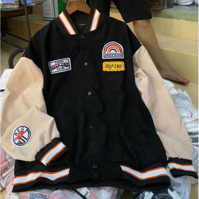 Áo khoác bomber nam nữ jacket nhung tăm dày dặn CHERRY, áo bomber nỉ sweater deep hot hit form to rộng unisex T010