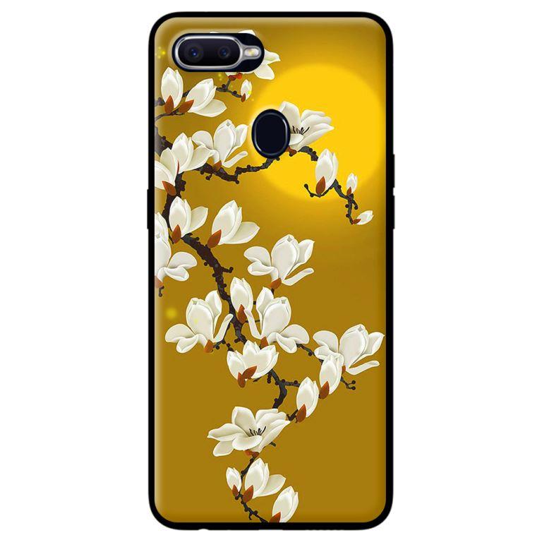 Ốp in cho Oppo A5s Hoa Trắng Nền Vàng - Hàng chính hãng