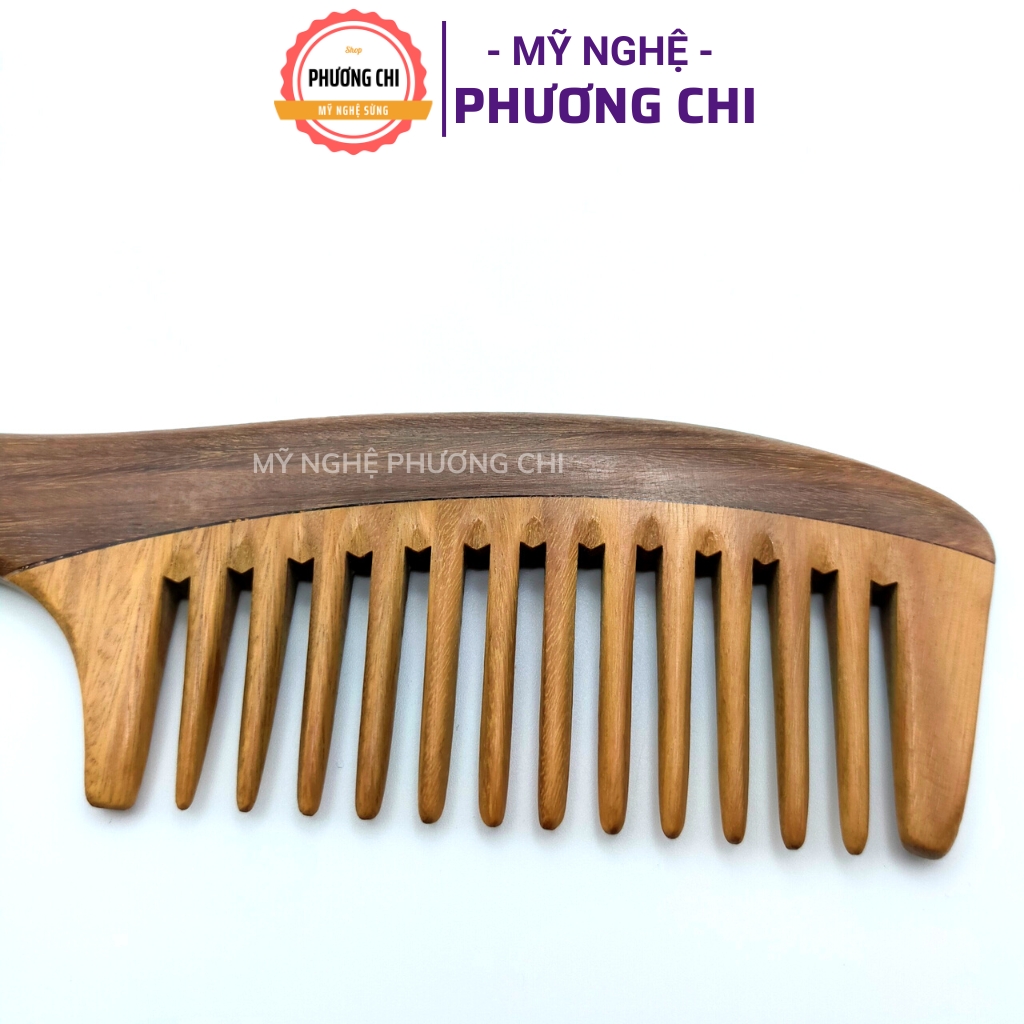Lược Gỗ Răng Thưa Chải Tóc Rối, Xoắn Dài 19,5cm, Lược Chải Tóc Gỡ Rối Massage Đầu | Mỹ Nghệ Phương Chi