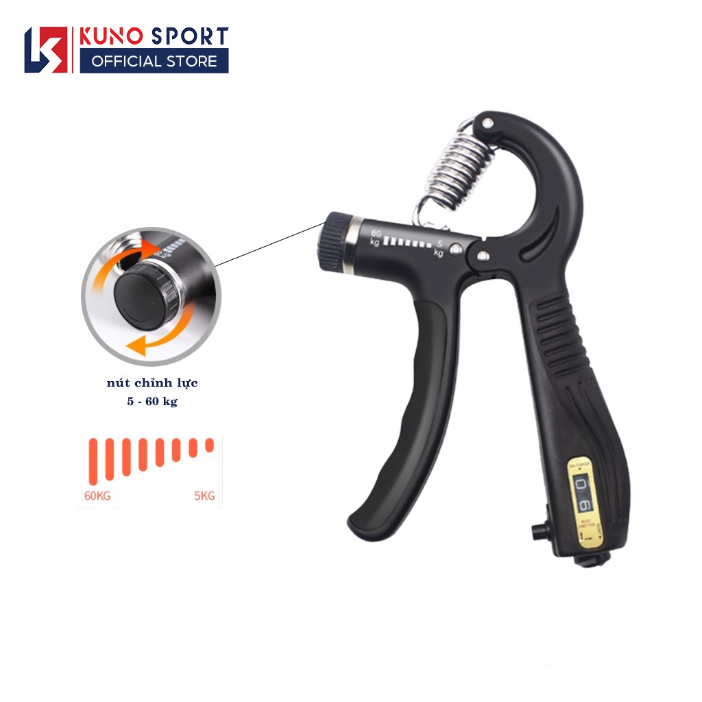 Combo dụng cụ tập cơ tay KUNO SPORT, kìm bóp tay chữ R có đếm số và dụng cụ tập tay chữ U
