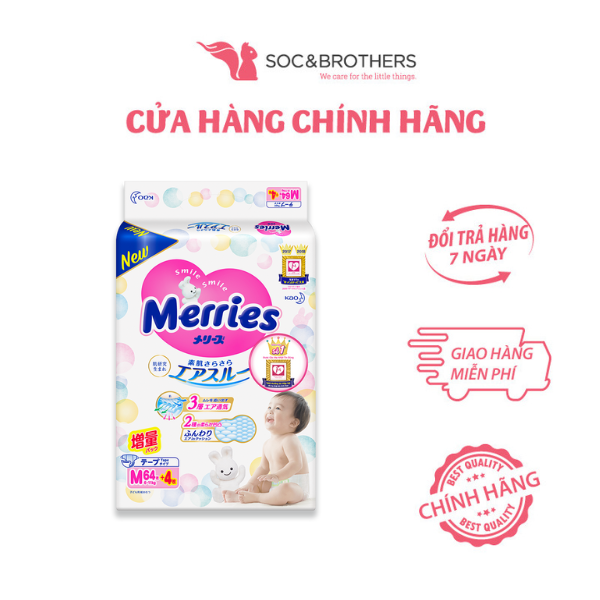 Bỉm Merries dán M 64 + 4