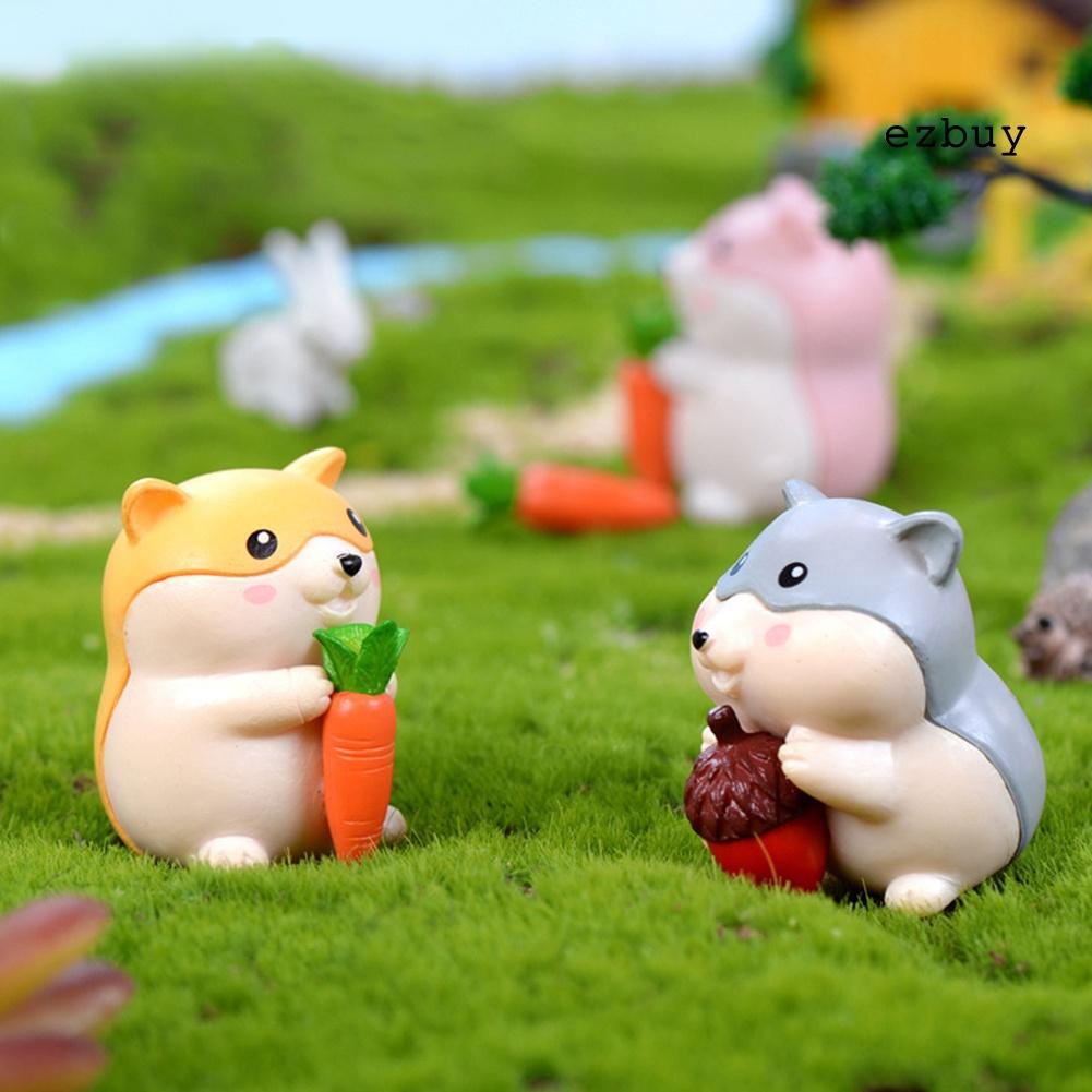 EY-Cute Hamster Eating Carrot Figurine Craft Miniature Bonsai Fairy Garden Decor