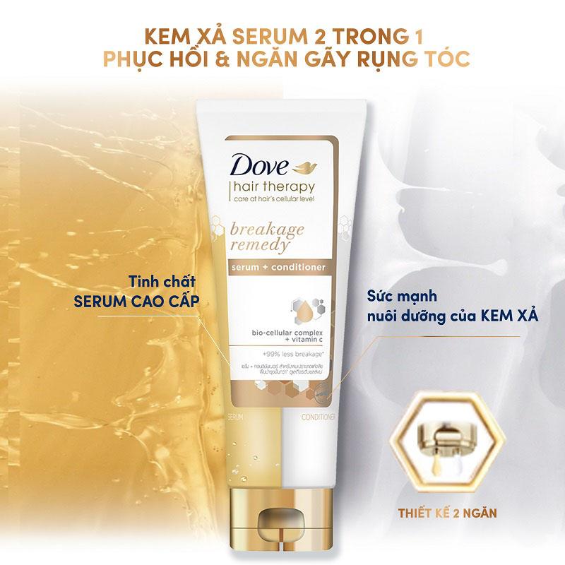 Kem Xả Serum Dove Phục Hồi Ngăn Tóc Gãy Rụng Breakage Remedy Serum + Conditioner 230ml