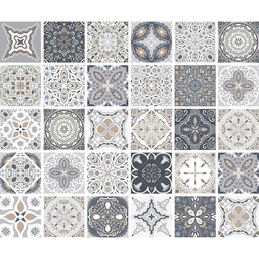 Decal Gạch Bông C13 - Set 30 ô 20x20cm - Decal Dán tường, Dán bếp, Trang trí nhà cửa