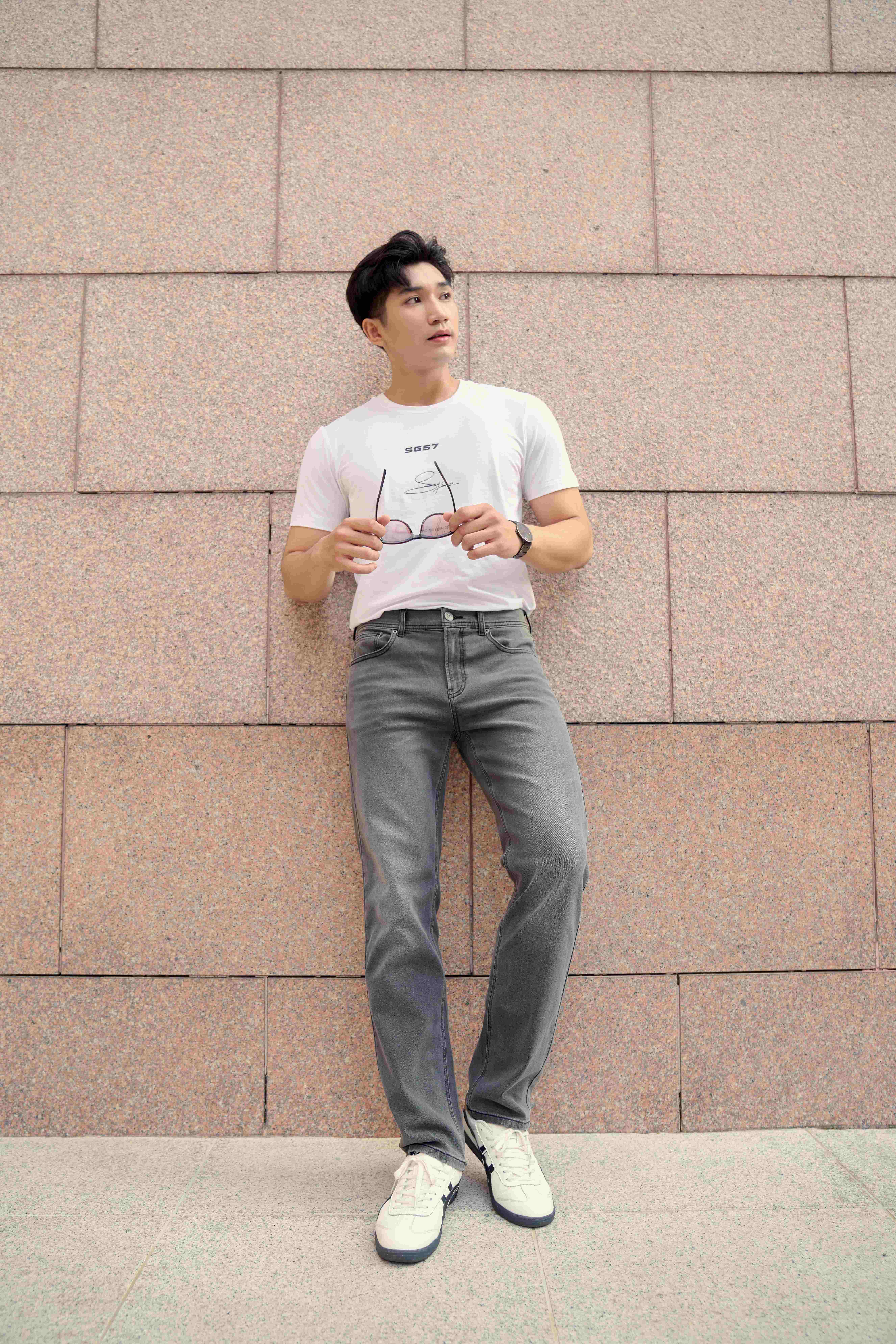 Quần Jean Nam Ninomaxx Form Straight DUALCORE LIGHTWEIGHT DENIM Màu Xám Siêu Nhẹ Co Giãn Tốt Độ Bền Cao 2208061
