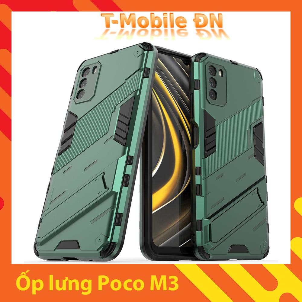 Ốp lưng cho Xiaomi Poco M3, Ốp chống sốc Iron Man PUNK cao cấp kèm giá đỡ cho Poco M3