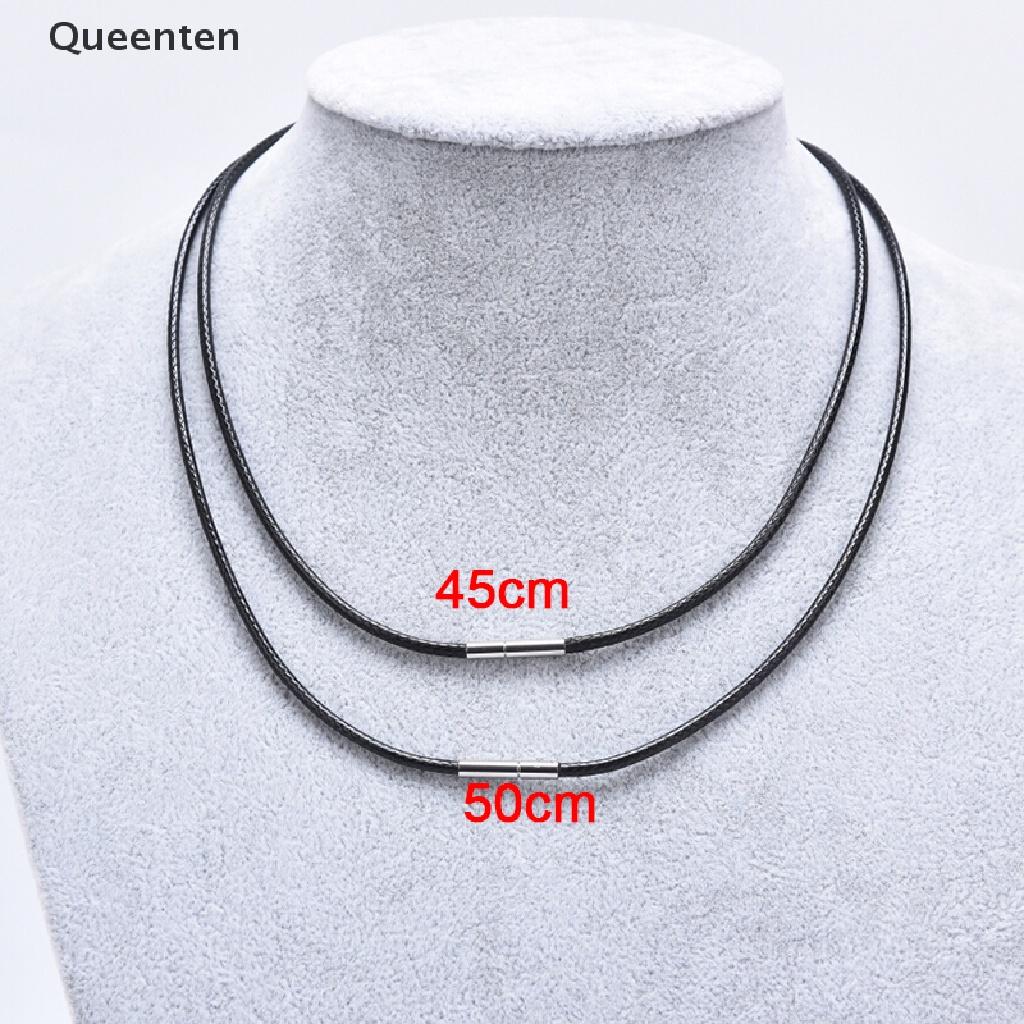 Queenten Black Wax Leather Cord Stainless Steel Rotary Clasp Necklace Choker Rope Jewelry QT