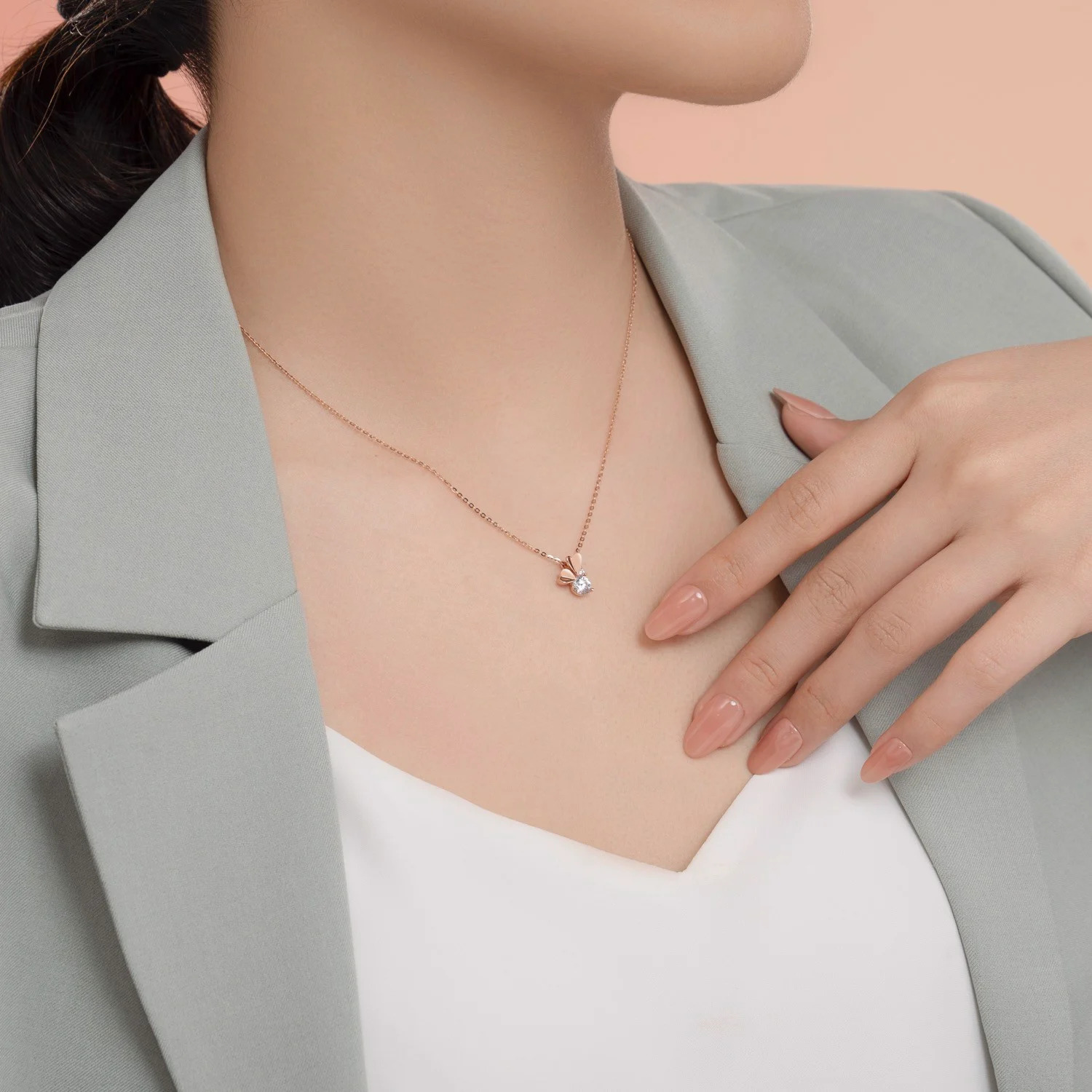 Dây Chuyền Vàng Tây 14k Wings Of Love DCMAMD616 Huy Thanh Jewelry