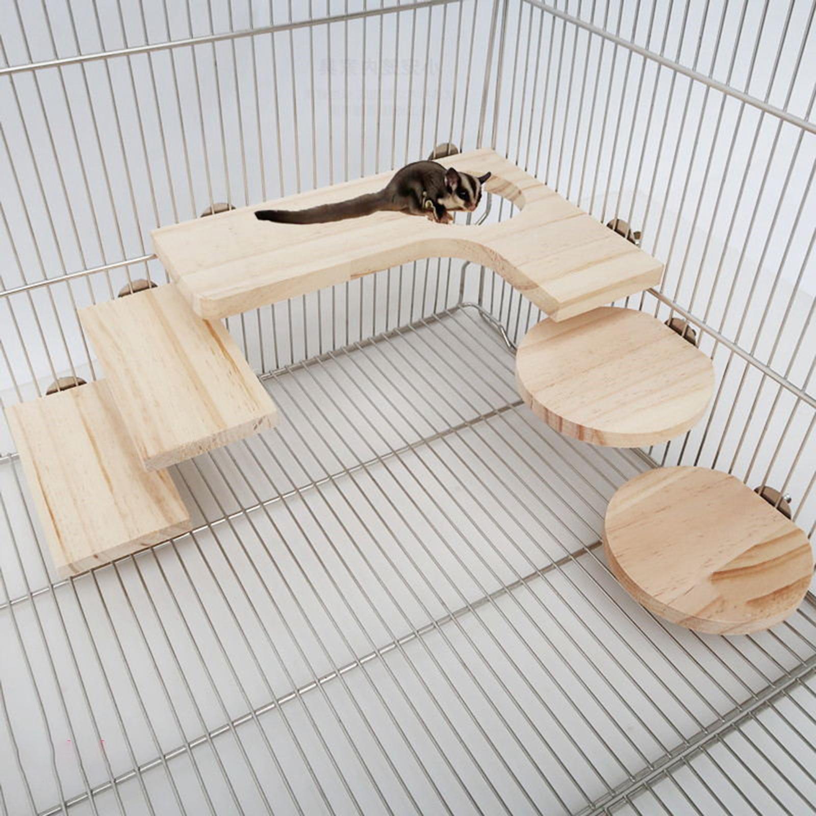 Hamster Cage Accessories Chinchilla Wooden Platform, 5Pcs of Wooden Pedal Toys, Provide a Habitat for Small Animal & Birds, for Squirrel Gerbil