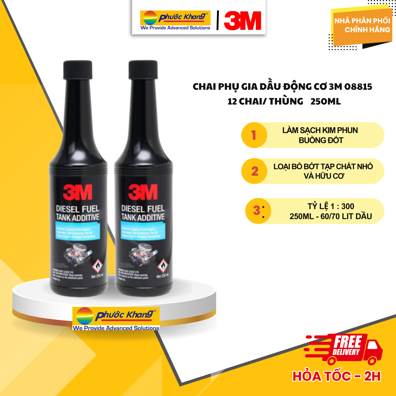 Dung môi phụ gia Dầu 3M08815 - 250ml  làm sạch hệ thống sau mỗi 5,000km.
