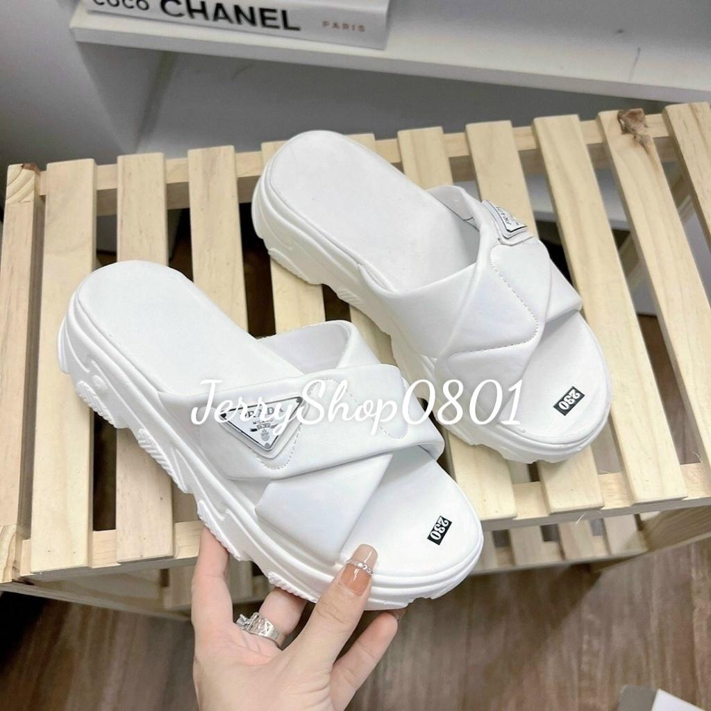 Dép nữ đế bánh mì CAO 4CM QUAI CHÉO DA MỀM GẮN TAG mới