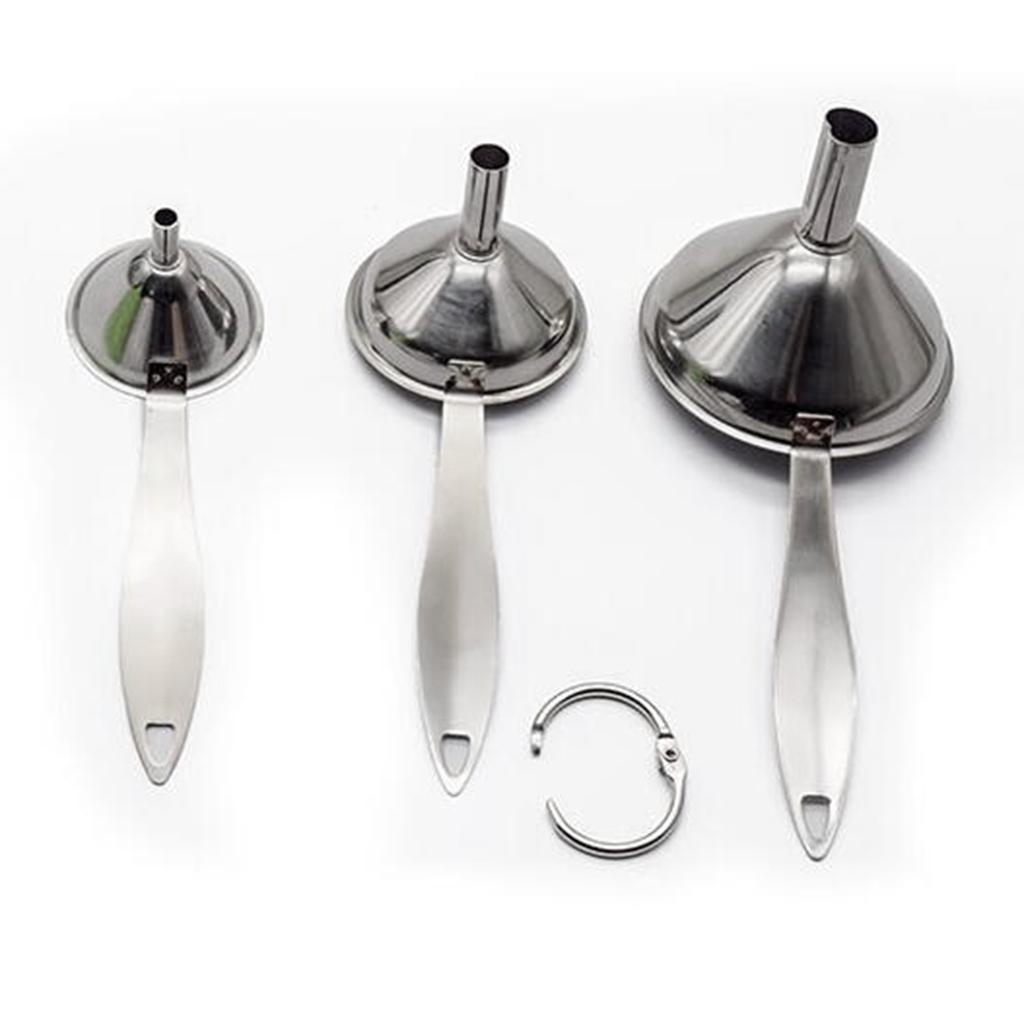 Funnel Set with Long Handles Stainless Steel Set of 3 for Home Kitchen