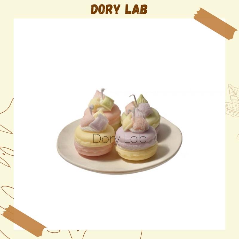 Nến Thơm Bánh Macaron 2 Màu Mix Topping Handmade, Phụ Kiện Trang Trí - Dory Lab