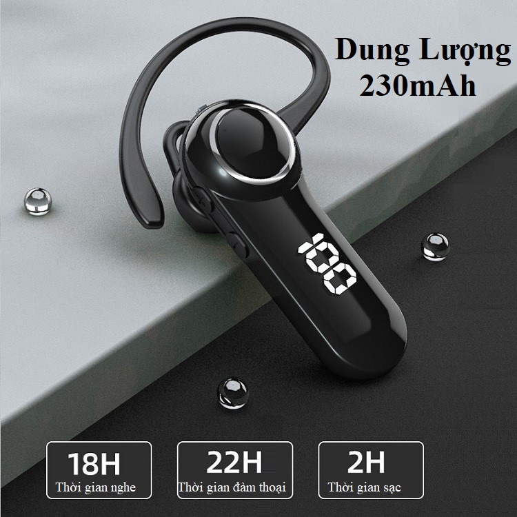 Tai Nghe Bluetooth Móc Tai chống ồn kép K7/K7D-Tai nghe được phủ nano giúp chống thấm nước, chống mồ hôi và chống bụi hiệu quả