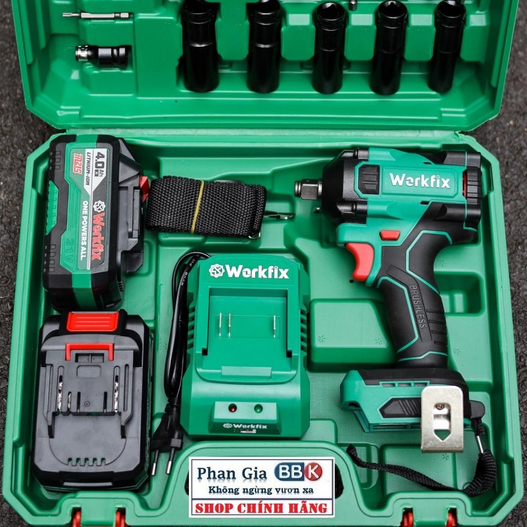 Máy Siết Bulong Pin 21V WORKFIX Pin 10 Cell - Lực Siết 450Nm 100% Lõi Đồng Động Cơ Không Chổi Than (Bảo Hành 1 Năm)