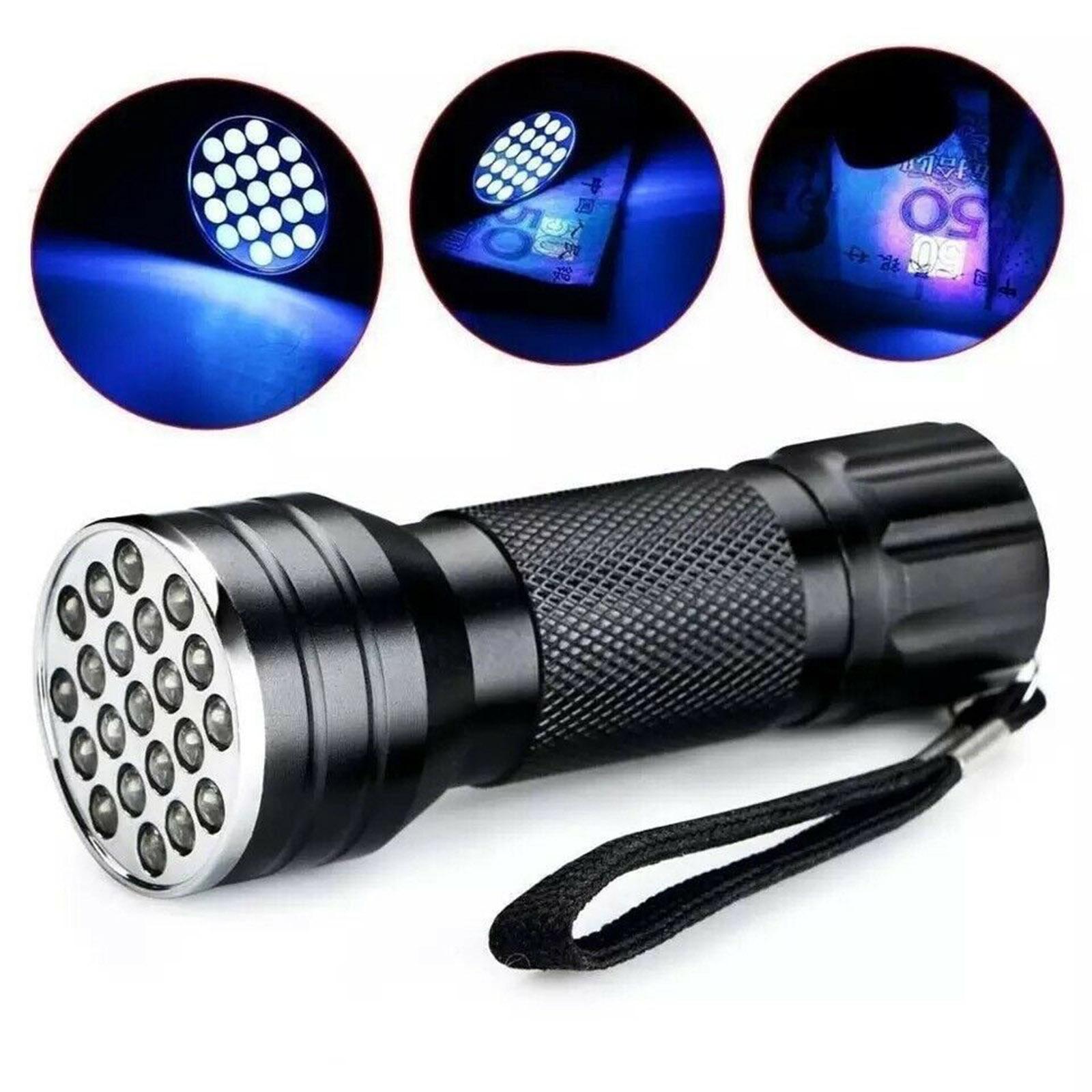 21 LEDs 395nm UV Flashlights Detector for Pets Urine & Stains Battery Powered Multi-functional Mini Handheld Flashlight
