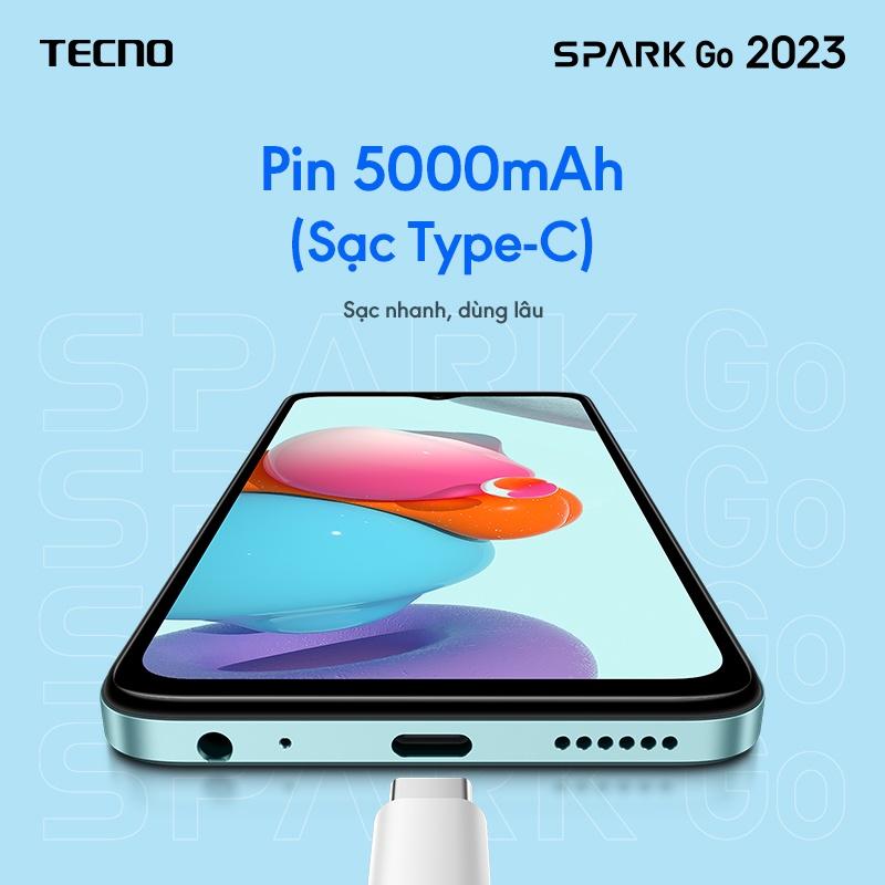 Điện thoại Tecno SPARK GO 2023 4GB/64GB - Helio A22 | 5000 mAh | 6,6" HD+| Cảm ứng vân tay | Hàng chính hãng | Bảo hành chính hãng 13 tháng