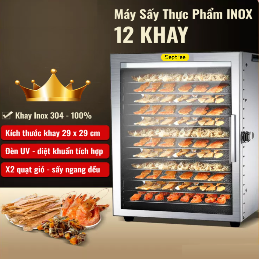 Máy sấy thực phẩm chuyên nghiệp 12 khay dung tích 45 lít thương hiệu Mỹ cao cấp Septree ST-06 - Hàng Nhập Khẩu