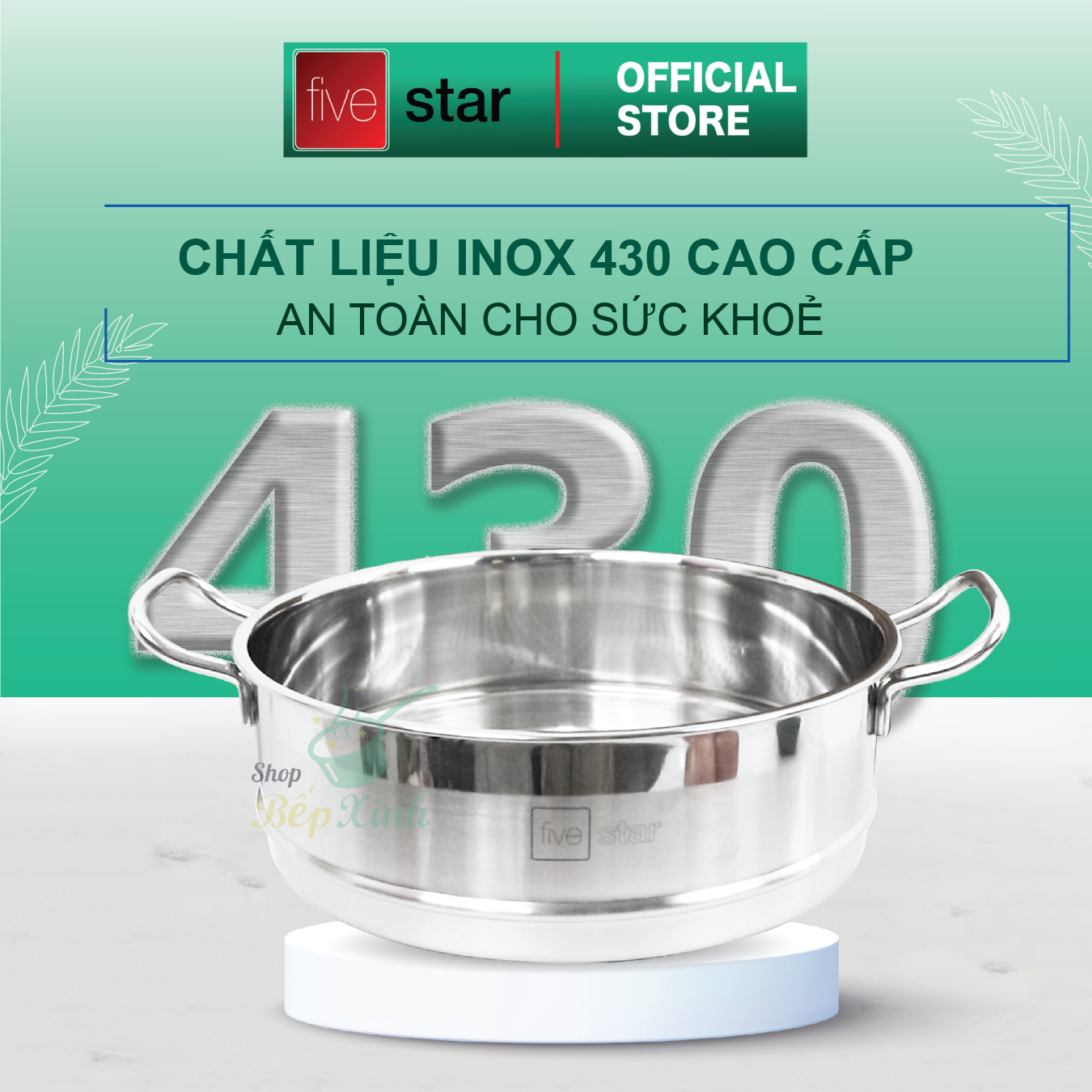Xửng Hấp Fivestar - Bạc (Tặng 10 Muỗng Ăn Inox)