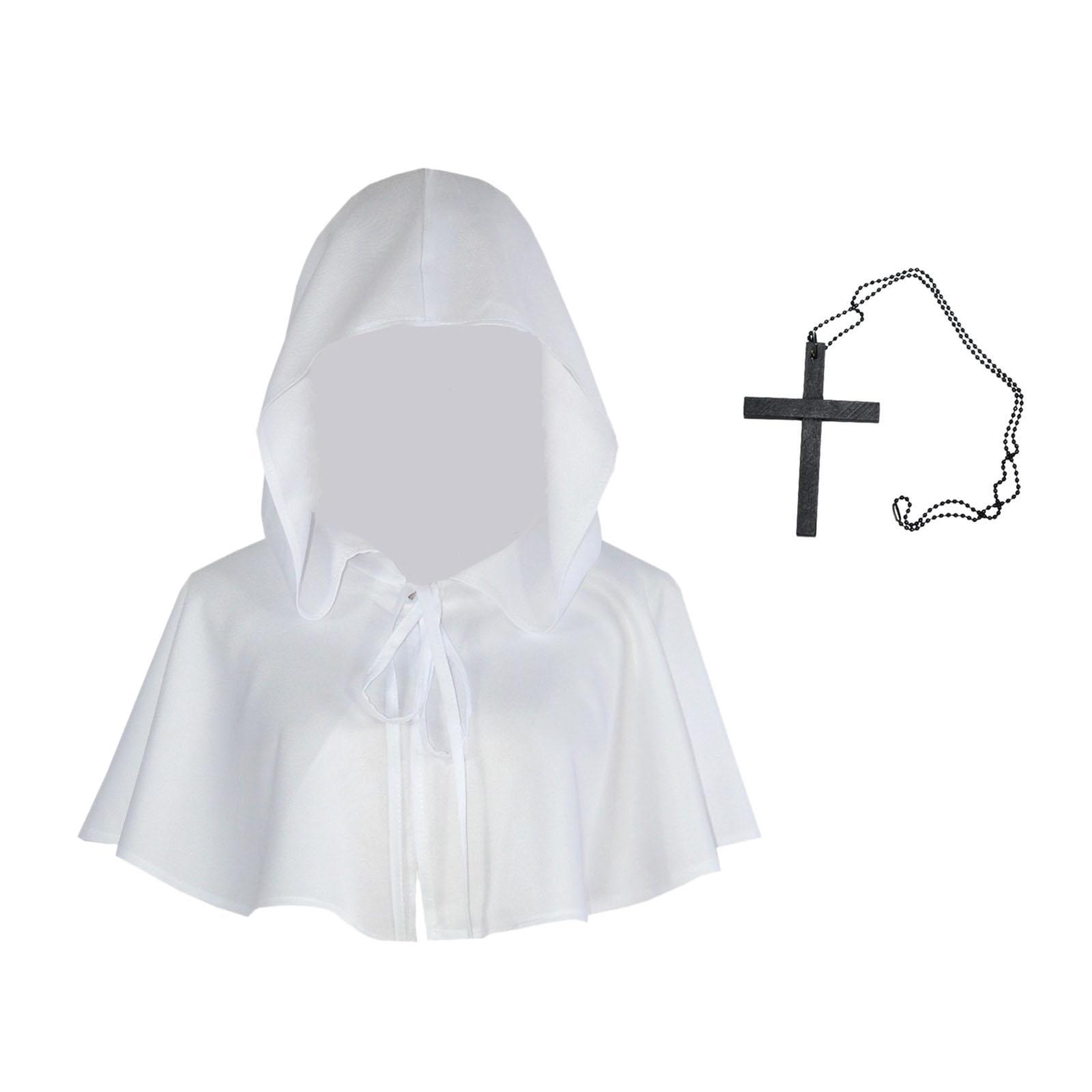 Halloween Cloak Death Cape Halloween Party Cosplay Witch Cowl Hat Short Cape Gothic Props Medieval Hooded Cloak Hat Hooded Poncho for Unisex