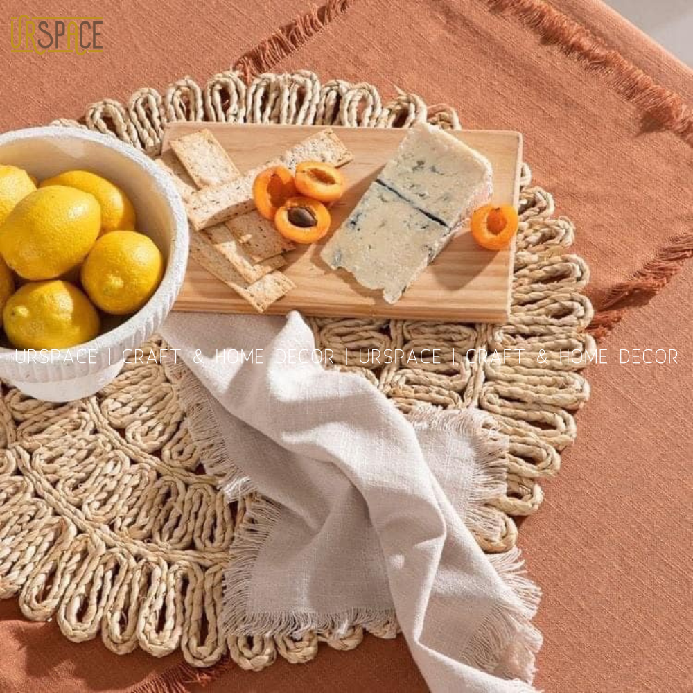 Tấm lót đĩa bình hoa URSPACE đan ngô hình tròn đường kính 35 cm
