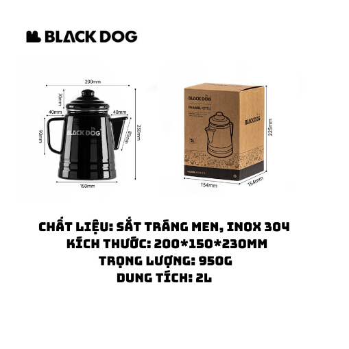 Ấm cà phê tráng men 2L Blackdog BD-YC011