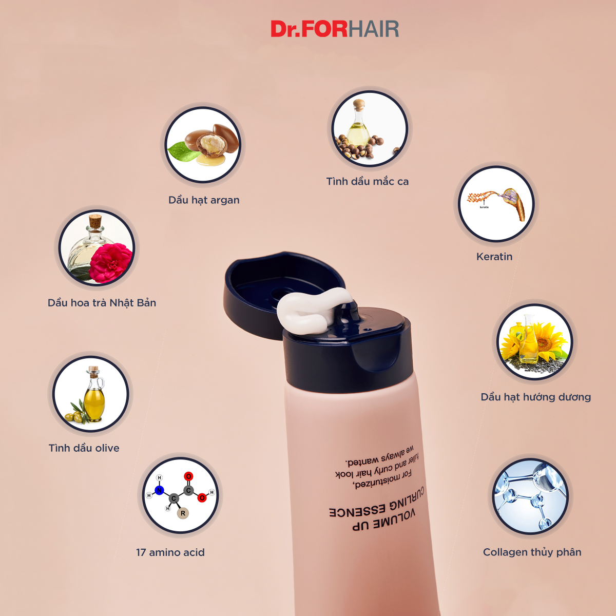 Tinh chất phục hồi chăm sóc uốn tóc tăng độ dày và bồng bềnh cho tóc Dr.FORHAIR UNOVE Volume Up Curling Essence 147ml