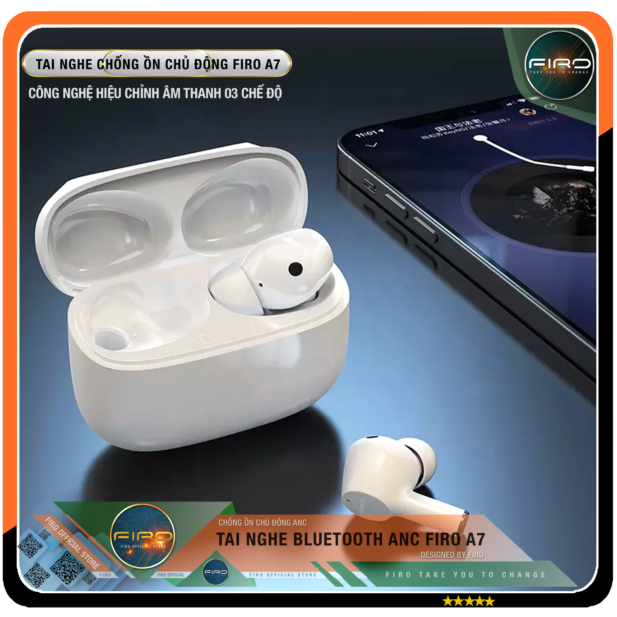 Tai Nghe Bluetooth FIRO Fi5 Pro2 - Tai Nghe Không Dây FIRO Công Nghệ Bluetooth V5.3 - Kháng Nước IPX5 - Điều Khiển Cảm Ứng Thông Minh - Âm Bass Cực Hay - Chống Ồn Cực Tốt - Tai Nghe FIRO Fi5 Pro2 Tương Thích Với Tất Cả Dòng Máy - Hàng Chính Hãng