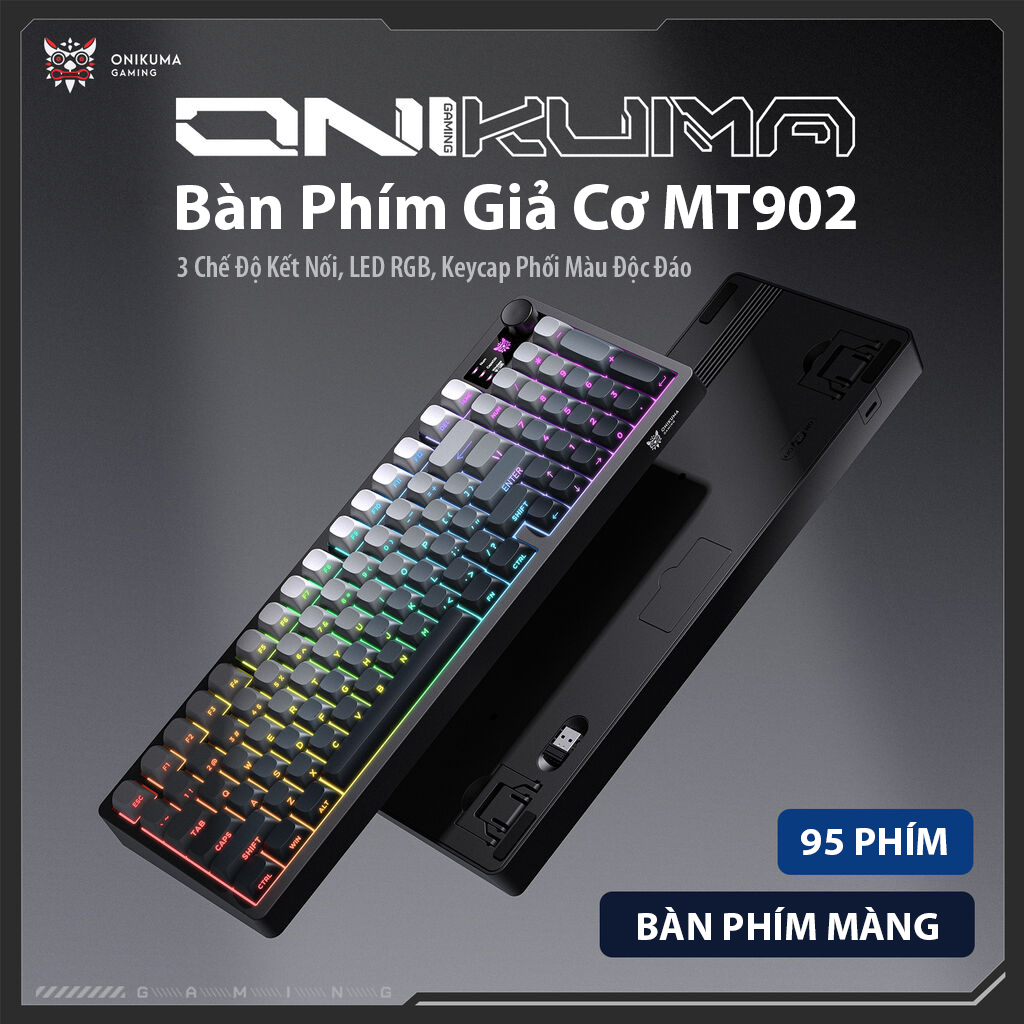 Bàn Phím Giả Cơ ONIKUMA MT902 - 3 Chế Độ Kết Nối, LED RGB, Keycap Phối Màu Độc Đáo - Hàng Chính Hãng