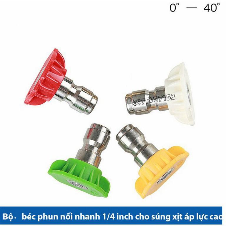 BỘ 4 ĐẦU GẮN SÚNG XỊT RỬA XE ÁP LỰC CAO ÁP  ¼  INCH