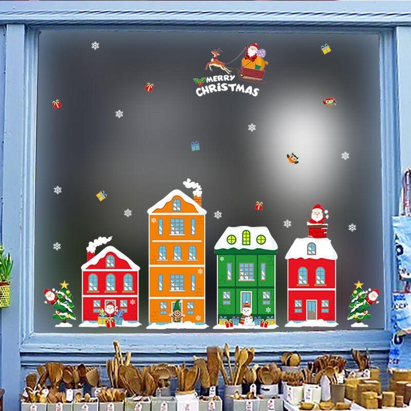 Decal trang trí Noel - Thành Phố lớn sắc màu đón giáng sinh
