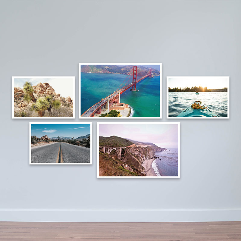 Bộ 5 tranh đẹp nước Mỹ " Golden Gate Bridge và cảnh thiên nhiên" | Tranh phòng họp W3330 Canvas có viền