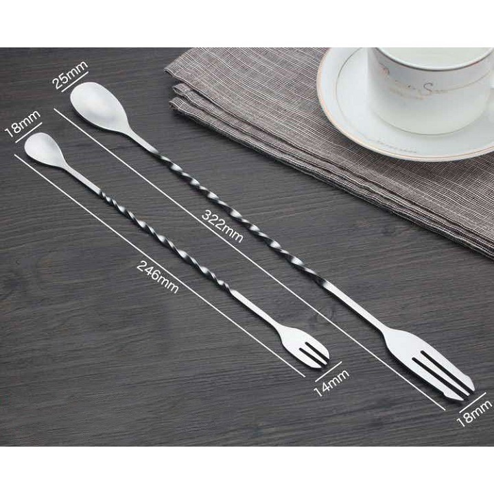 Muỗng khuấy inox pha chế quầy bar 2 đầu cao cấp