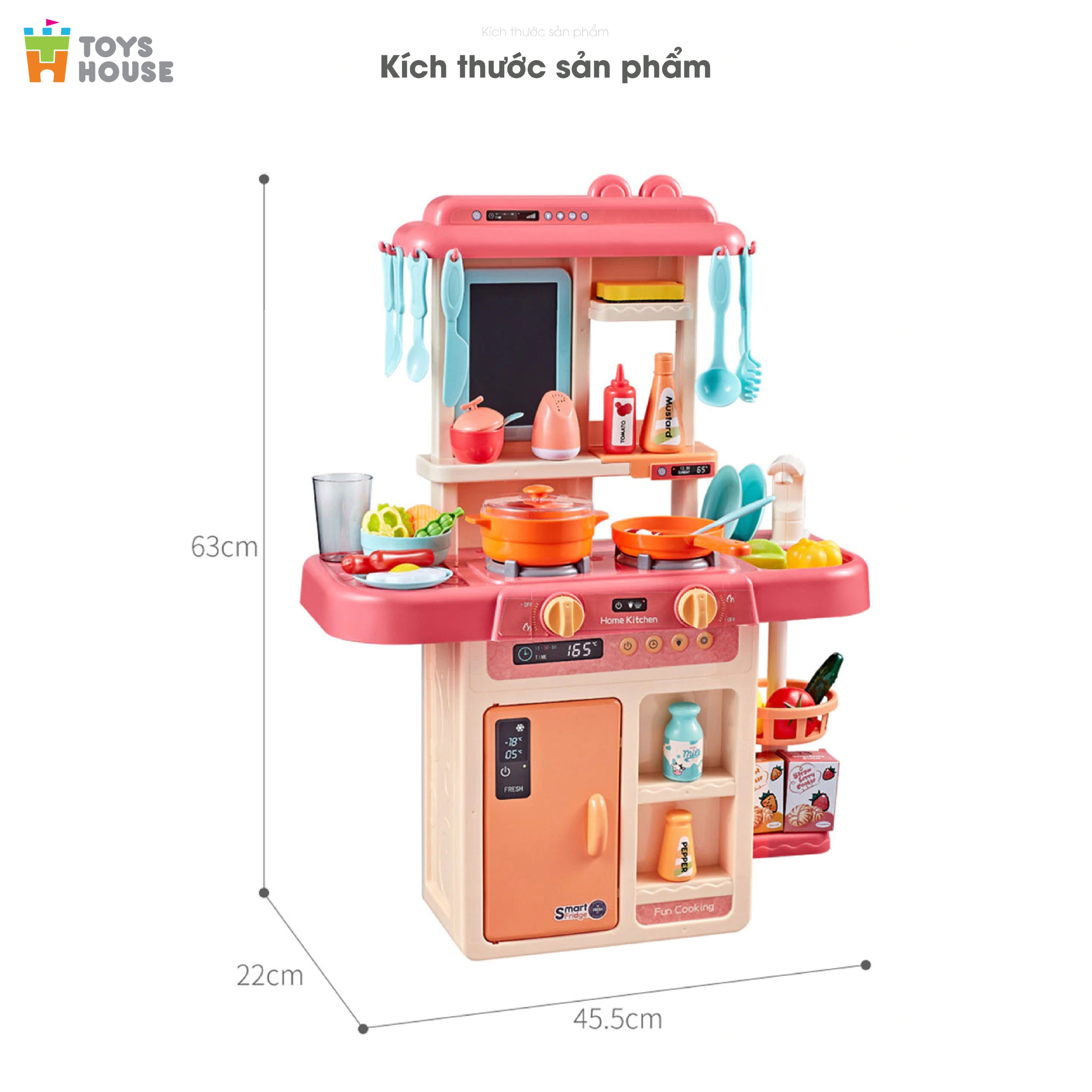 Bộ đồ chơi nhà bếp cho bé nấu nướng có vòi nước và bảng vẽ Toyshouse - đồ hướng nghiệp cho bé từ 3 tới 8 tuổi