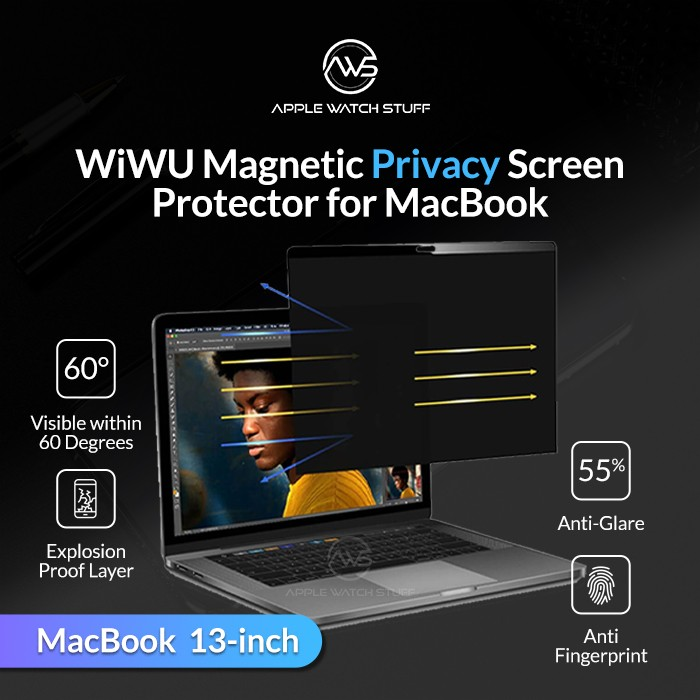 Miếng dán chống nhìn trộm film từ tính cho Macbook Pro 14 inch hiệu WIWU Magnetic Screen Protector Privacy mỏng 0.3mm, full 3D, chống lóa - hàng nhập khẩu