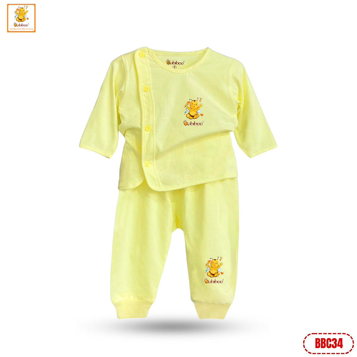 Quần áo sơ sinh bé gái Babiboo bộ dài tay cho bé chất cotton tự nhiên, mềm mại, thấm hút tốt BBC34