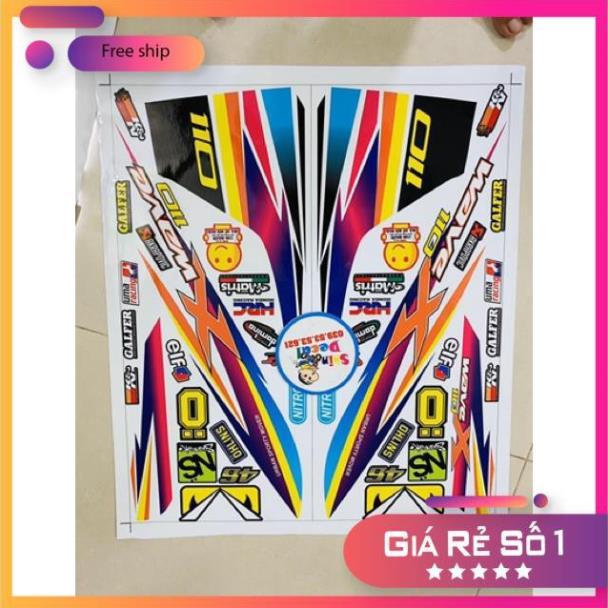 Tem rời Wave chữ X 110 2017 đến 2020 dán xe trắng bảo hành màu sắc vĩnh viễn