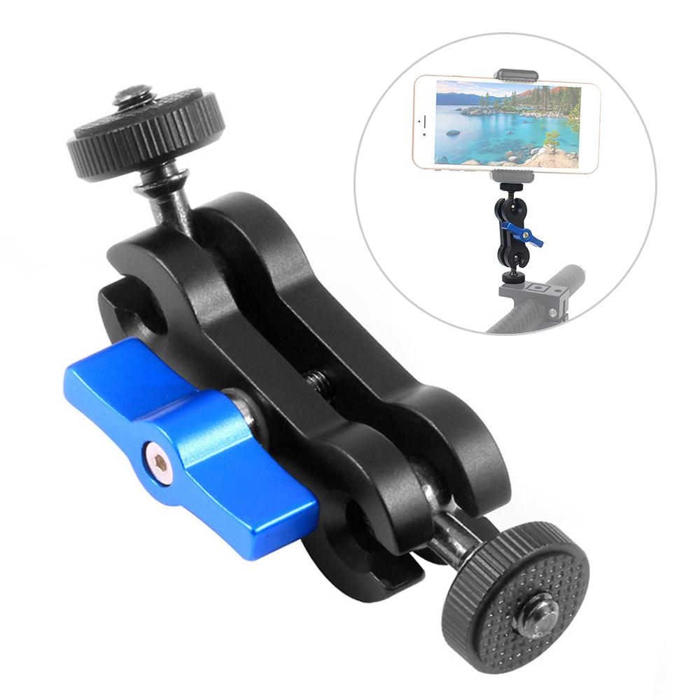 Đầu xoay 360 độ Anodisation Nhôm hợp kim cho Gimbal điện thoại Double Ballhead Mount 1/4 inch