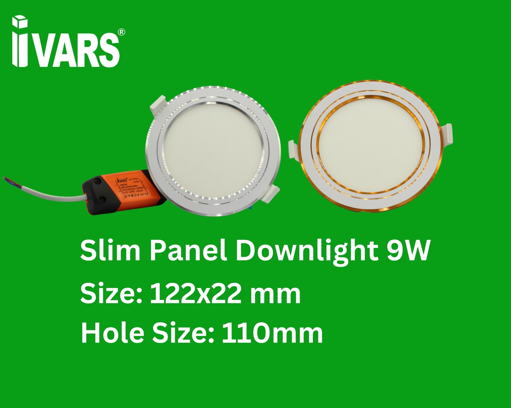 Đèn LED SLIM DOWNLIGHT Thương Hiệu IVARS - Công Suất 9W - Hàng chính hãng - ánh sáng trắng 6500K