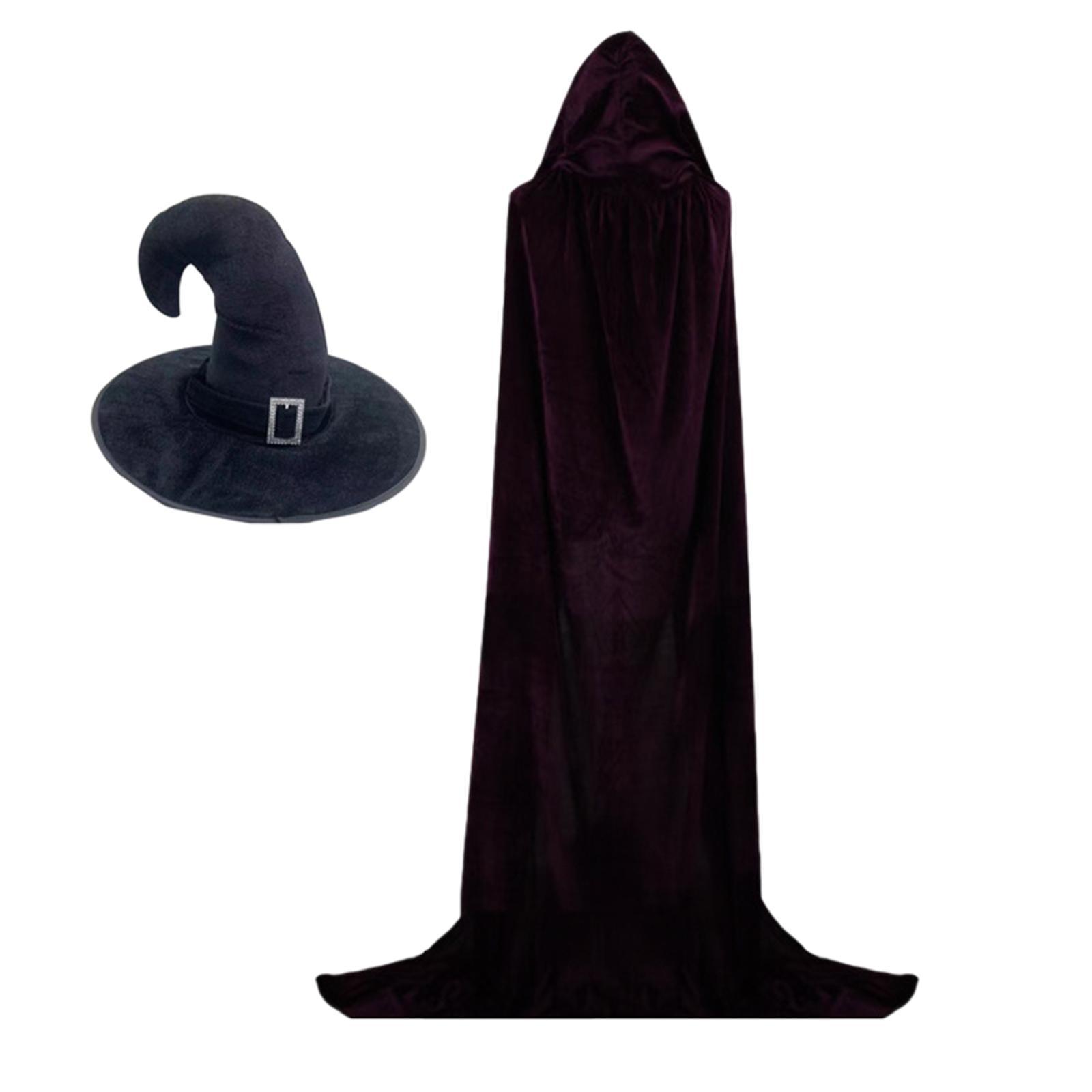 Halloween Witch Costume Set Apparel for Adults, Hooded Cape Photography Prop Outfits Cosplay Costume for Festivals, Carnival