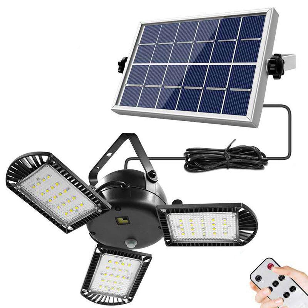 Đèn năng lượng mặt trời 60 bóng LED để Nhà để xe với độ sáng dịu nhẹ và thời gian chiếu sáng điều chỉnh được