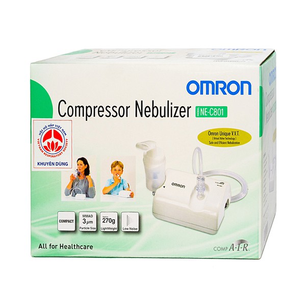 Máy Xông Mũi Họng Ne-C801 + Tặng kèm Túi Đựng Y Tế Omron (Thương Hiệu Omron Nhật Bản)