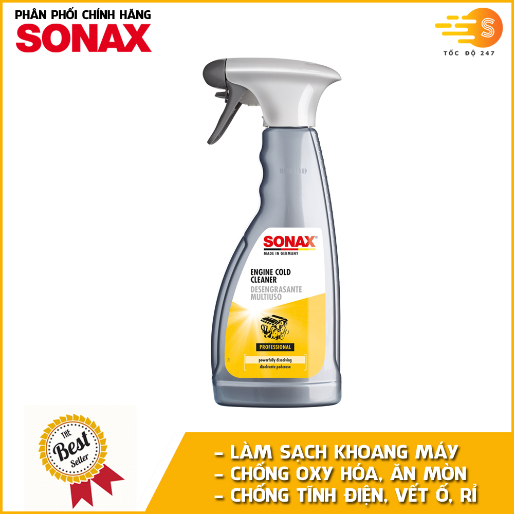 Chai xịt làm sạch bảo vệ khoang máy động cơ ô tô chuyên dụng Sonax 543200 500ml - Chống oxy hóa và ăn mòn, chống tĩnh điện, dùng được nhiều bề mặt, không để lại vết ố