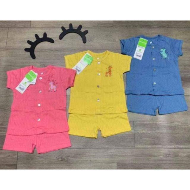 Bộ cộc tay Lullaby cotton cài giữa vân thoáng bé trai, bé gái