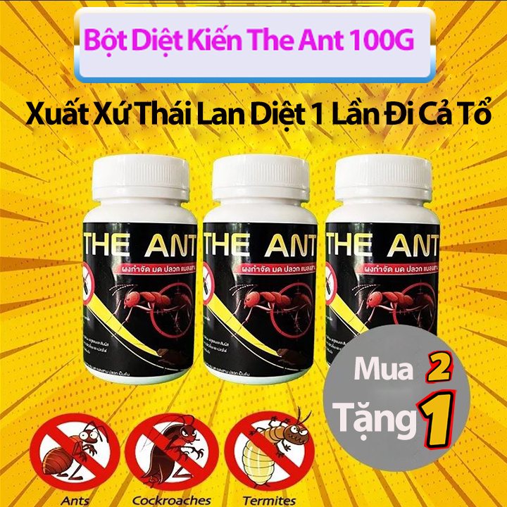 Bột Diệt Kiến Gián Mối THE ANTS 100g Nội Địa Thái Lan Dùng 1 Lần Diệt Cả Ổ Trong 5 Phút Tặng Thìa Xúc Bột