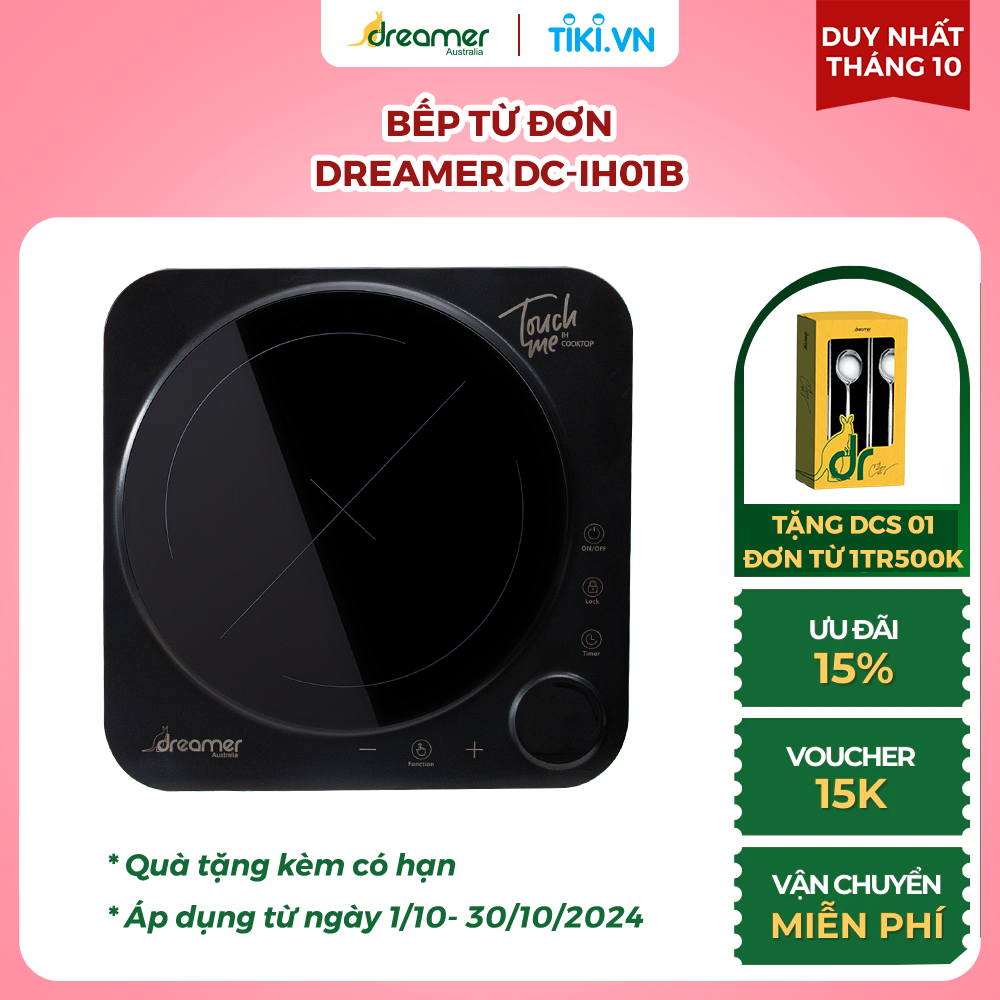 Bếp Từ Đơn Dreamer DC-IH01, chống tràn, cảnh báo nhiệt dư, khóa trẻ em - BH 12tháng, Hàng chính hãng