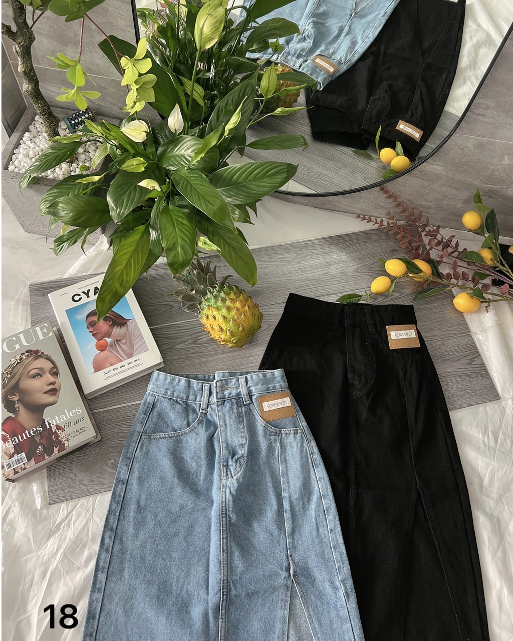 Chân Váy Jeans Dài Xẻ Tà Thời Trang Dành Cho Nữ