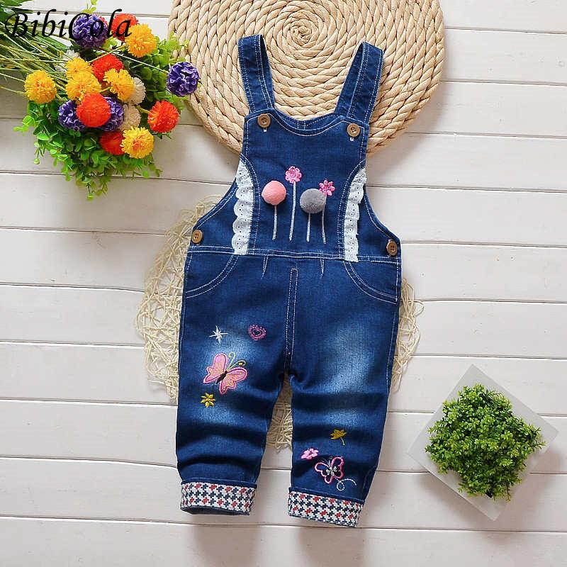 BibiCola Mùa Xuân Thu Bé Áo Liền Quần Jeans Quần Áo Sơ Sinh Trẻ Em Denim Áo Liền Quần Áo Liền Quần Cho Bé/Trẻ Sơ Sinh Bé Gái Yếm Quần